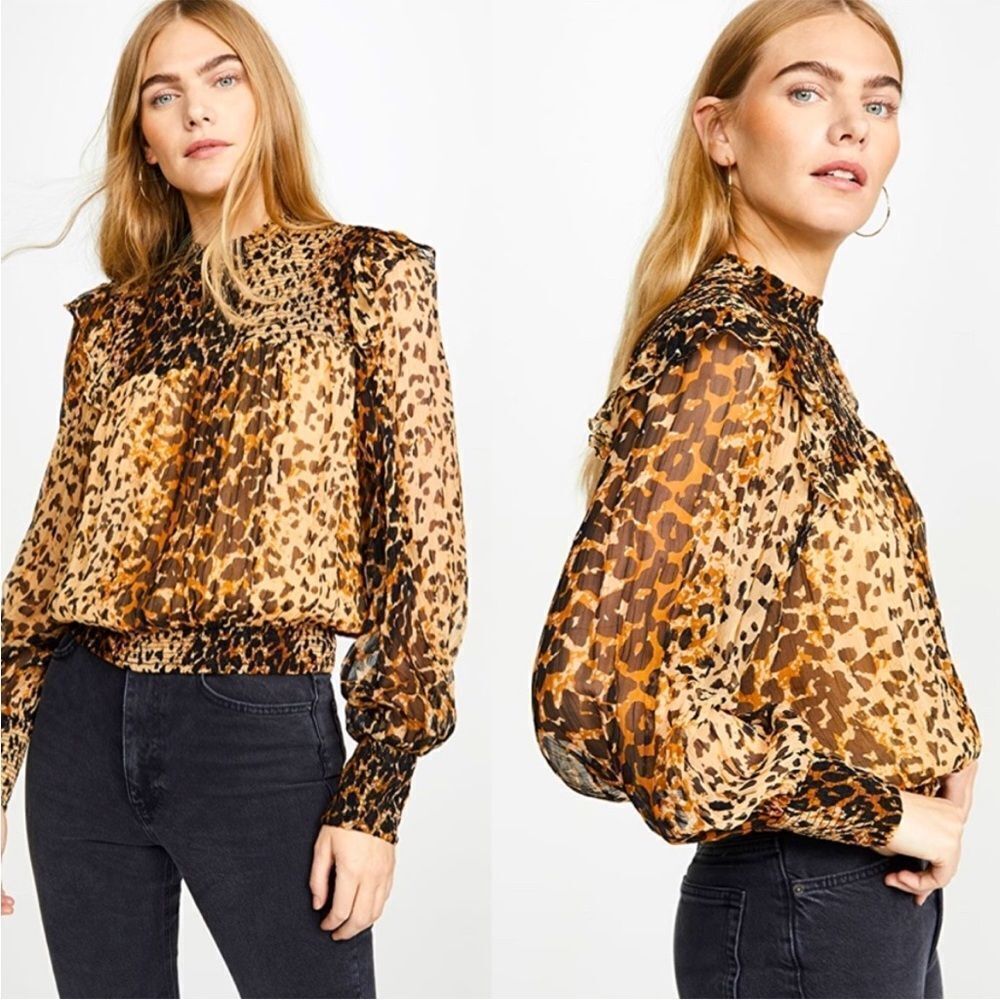 Free People Leopard Print Sheer Women's Top
